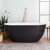 Signature Hardware Catino 66" Solid Surface Soaking Freestanding Tub with Integrated Drain and Overflow - Matte Black / Matte White Matte Black