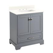 Signature Hardware Quen 30" Freestanding Single Basin Vanity Set with Cabinet, Vanity Top, and Rectangular Undermount Sink - 8" Widespread Faucet Holes Gray / Arctic White