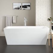 Signature Hardware Eaton 59" Acrylic Soaking Freestanding Tub with Integrated Drain and Overflow White