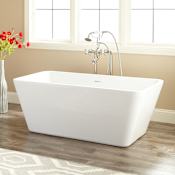 Signature Hardware Baxter 53" Acrylic Soaking Freestanding Tub with Integrated Drain and Overflow White