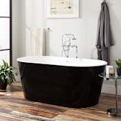 Signature Hardware Eden 63" Acrylic Soaking Tub with Integrated Overflow and Drain Black