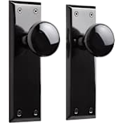 Signature Hardware Hubbard Solid Brass Privacy Door Knob Set with 2-3/8" Backset Black Nickel