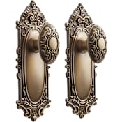 Signature Hardware Valma Solid Brass Passage Door Knob Set with Adjustable 2-3/8" or 2-3/4" Backset Antique Brass