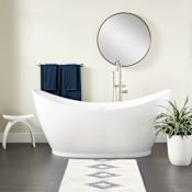 Signature Hardware Torben 69" Acrylic Soaking Tub with Integrated Drain and Overflow White / White