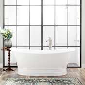 Signature Hardware Desborough 69" Acrylic Soaking Freestanding Tub with Integrated Drain and Overflow White / White