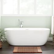 Signature Hardware Boyce 70" Acrylic Soaking Freestanding Tub with Integrated Drain and Overflow White / White