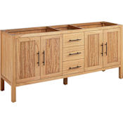Signature Hardware Ayanna 72" Freestanding Mindi Wood Double Basin Vanity - Cabinet Only - Less Vanity Top Natural Mindi