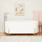 Signature Hardware Conroy 67" Freestanding Acrylic Soaking Tub with Stainless Steel Stand White / Polished Chrome