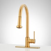 Signature Hardware Ridgeway 1.75 GPM Single Hole Pull Down Touchless Kitchen Faucet with Deck Plate Brushed Gold