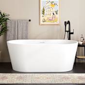 Signature Hardware Eden 63" Acrylic Soaking Tub with Integrated Overflow and Drain Matte White