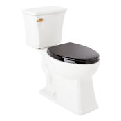 Signature Hardware Benbrook 1.28 GPF Two Piece Elongated Toilet - Heavy Duty Black Seat Included White / Brushed Gold Lever
