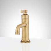 Signature Hardware Greyfield 1.2 GPM Single Hole Bathroom Faucet with Metal Lever Handle and Pop-Up Drain Assembly Aged Brass