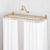 Signature Hardware 54" x 27" Rectangle Brass Shower Rod Brushed Gold