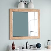 Signature Hardware Fallbrook 34" W x 31-1/2" H Contemporary Rectangular Framed Bathroom Wall Mirror Driftwood Brown
