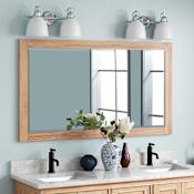 Signature Hardware Fallbrook 56" W x 31-1/2" H Contemporary Rectangular Framed Bathroom Wall Mirror Driftwood Brown