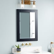 Signature Hardware Fallbrook 22-1/8" W x 31-1/2" H Contemporary Rectangular Framed Bathroom Wall Mirror Midnight Navy Blue