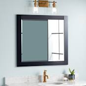 Signature Hardware Fallbrook 34" W x 31-1/2" H Contemporary Rectangular Framed Bathroom Wall Mirror Midnight Navy Blue