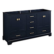 Signature Hardware Quen 60" Freestanding Double Basin Vanity Cabinet - Cabinet Only - Less Vanity Top Midnight Navy Blue