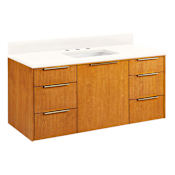 Signature Hardware Dita 48" Wall-Mount Single Basin Vanity Set with Cabinet, Vanity Top, and Rectangular Undermount Sink - 8" Widespread Faucet Holes Arctic White
