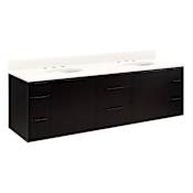 Signature Hardware Dita 72" Wall-Mount Double Basin Vanity Set with Cabinet, Vanity Top, and Oval Undermount Sinks - 8" Widespread Faucet Holes Arctic White