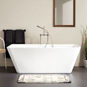 Signature Hardware Laxson 65" Acrylic Soaking Freestanding Tub with Integrated Drain and Overflow White