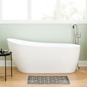 Signature Hardware Sheba 66" Freestanding Acrylic Soaking Tub with Integrated Drain and Overflow White