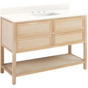 Signature Hardware Robertson 48" Freestanding Poplar Single Basin Vanity Set with Cabinet, Vanity Top, and Rectangular Undermount Sink - 8" Widespread Faucet Holes Unfinished / Artic White