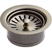Signature Hardware 3-1/2" Garbage Disposal Flange with Basket Strainer - Fits Sinks Up to 5/8" Thick Aged Brass