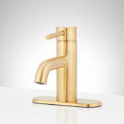 Signature Hardware Lexia 1.2 GPM Single Hole Bathroom Faucet with Pop-Up Drain Assembly Brushed Gold