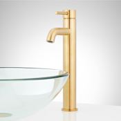 Signature Hardware Lexia 1.2 GPM Vessel Single Hole Bathroom Faucet with Pop-Up Drain Assembly Brushed Gold