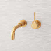 Signature Hardware Lexia 1.2 GPM Wall Mounted Widespread Bathroom Faucet with Pop-Up Drain Assembly Brushed Gold