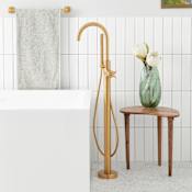 Signature Hardware Vassor Floor Mounted Tub Filler Faucet With Hand Shower - Less Valve Brushed Gold