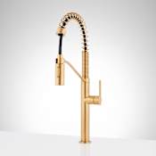 Signature Hardware Eiler 1.75 GPM Single Handle Deck Mounted Pre-Rinse Pull Down Kitchen Faucet Brushed Gold