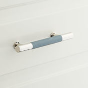 Signature Hardware Simbury 5-1/16 Inch Center to Center Bar Cabinet Pull Seafoam Green/Polished Nickel