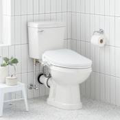 Signature Hardware Waycross 1.28 GPF Two Piece Elongated Chair Height Rear Outlet Toilet - Bidet Seat Included White