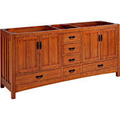 Signature Hardware Maybeck 72" Freestanding Oak Double Basin Vanity Cabinet - Cabinet Only - Less Vanity Top Tinted Oak