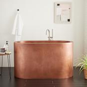 Signature Hardware 60" Raksha Copper Japanese Soaking Tub - with Foam and Drain Copper / Brushed Nickel