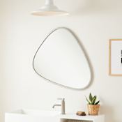 Signature Hardware Platt 33-1/4" W x 30-3/4" H Modern Geometric Framed Bathroom Wall Mirror Antique Silver