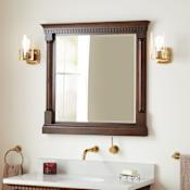 Signature Hardware Claudia 34" Modern Rectangular Mahogany Framed Bathroom Wall Mirror Antique Coffee