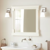 Signature Hardware Claudia 34" W x 33" H Modern Rectangular Framed Bathroom Wall Mirror Antique White