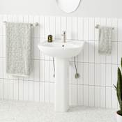 Signature Hardware Rainsville 23" Porcelain Pedestal Bathroom Sink with Single Faucet Hole White