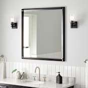Signature Hardware Holmesdale 34" W x 36" H Modern Rectangular Wood Framed Bathroom Wall Mirror Black