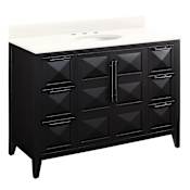 Signature Hardware Holmesdale 48" Freestanding Mahogany Single Basin Vanity Set with Cabinet, Vanity Top, and Oval Undermount Sink - 8" Widespread Faucet Holes Black / Arctic White