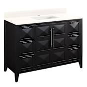 Signature Hardware Holmesdale 48" Freestanding Mahogany Single Basin Vanity Set with Cabinet, Vanity Top, and Rectangular Undermount Sink - Single Faucet Hole Black / Arctic White