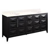 Signature Hardware Holmesdale 72" Freestanding Mahogany Double Basin Vanity Set with Cabinet, Vanity Top, and Oval Undermount Sink - 8" Widespread Faucet Holes Black / Arctic White