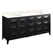Signature Hardware Holmesdale 72" Freestanding Mahogany Double Basin Vanity Set with Cabinet, Vanity Top, and Rectangular Undermount Sink - 8" Widespread Faucet Holes Black / Arctic White