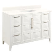 Signature Hardware Holmesdale 48" Freestanding Mahogany Single Basin Vanity Set with Cabinet, Vanity Top, and Rectangular Undermount Sink - Single Faucet Hole Bright White / Arctic White