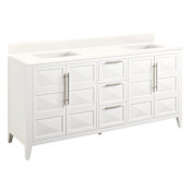 Signature Hardware Holmesdale 72" Freestanding Mahogany Double Basin Vanity Set with Cabinet, Vanity Top, and Rectangular Undermount Sink - No Faucet Holes Bright White / Arctic White