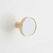 Signature Hardware Simbury 1-1/4 Inch Round Cabinet Knob Matte White / Satin Brass