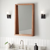 Signature Hardware Ranlyn 34" x 22" Framed Bathroom Mirror Natural Mango Wood